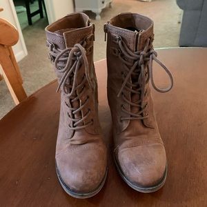Madden Girl Lace-Up Combat Boots with Wedge